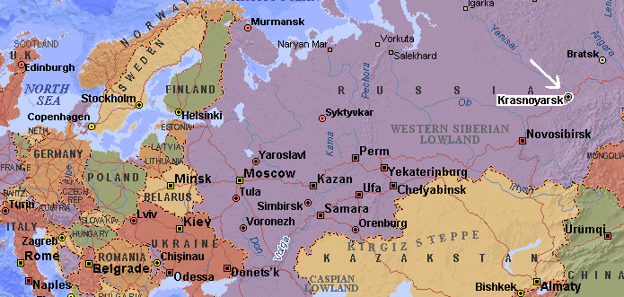 Mapa de Krasnoyarsk